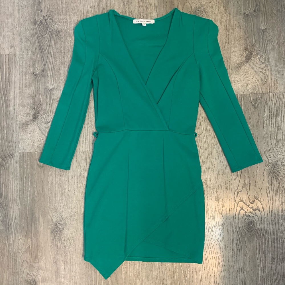 Green Long Sleeve Mini Dress